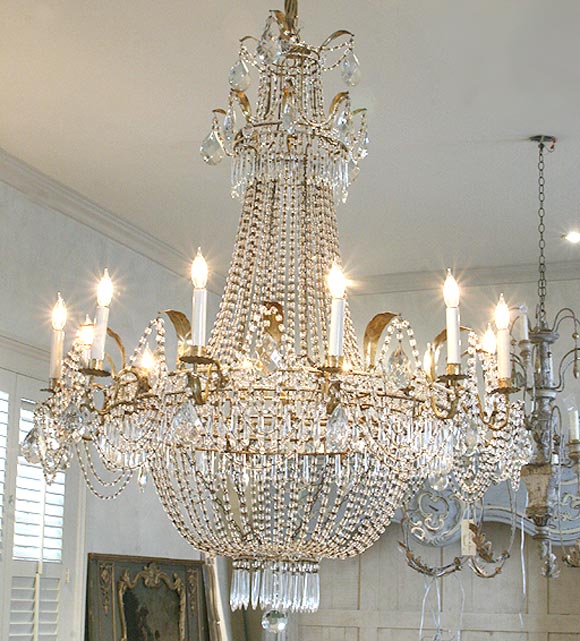 19th century Italian Empire crystal chandelier.
