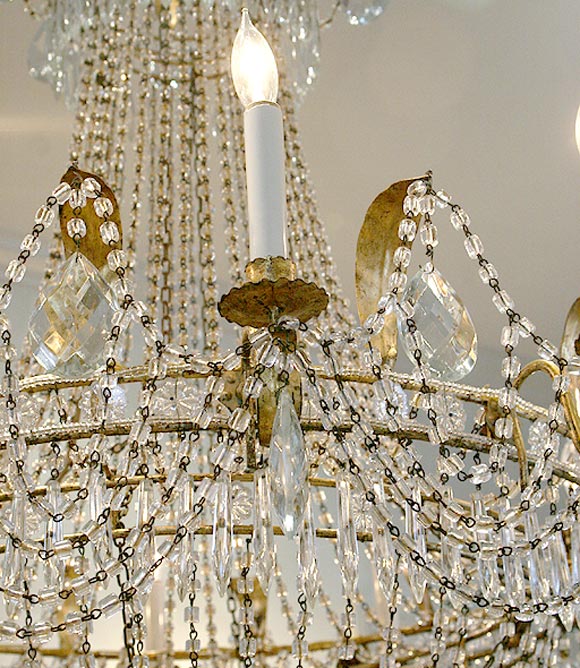 Cut Glass 19th Century Italian Empire Crystal Chandelier For Sale