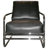 1970's leather and crome arm chair