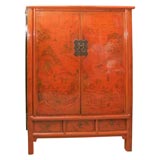 Red Lacquered Chinese Cabinet