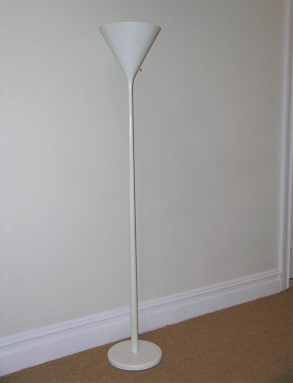 A Pair of White Metal Torchiere by Walter von Nessen Lamp Co.