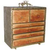 A Bronze and Wood Miniature Chest.