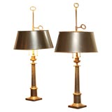 Pair of Steel and Bronze Lamps
