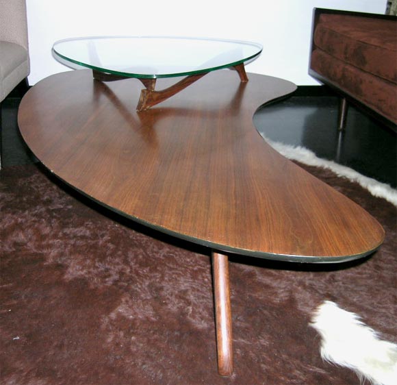 Vladimr Kagan kidney shaped 2 tier table. 1