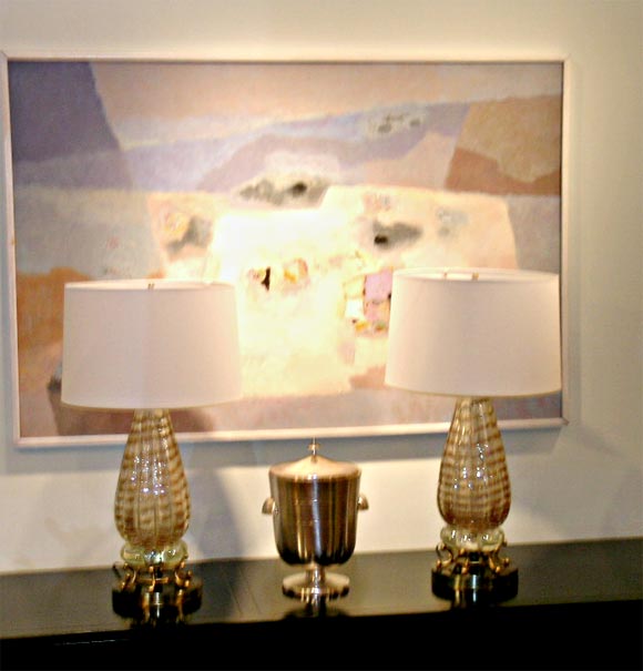 Pair of Hand-Blown Glass Table Lamps by AVEM