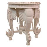 Painted Wood Carved Elephant Table