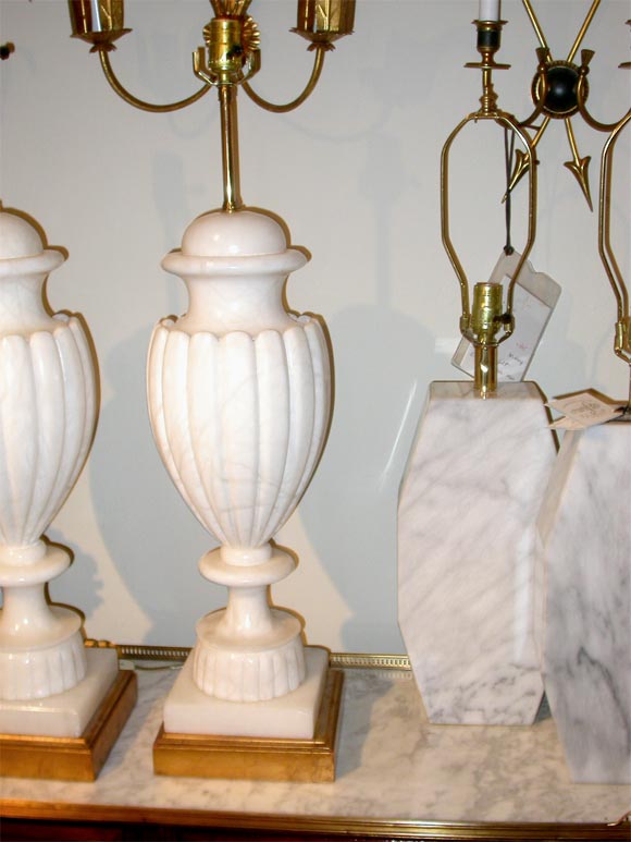 Pair of Marble Urn Lamps