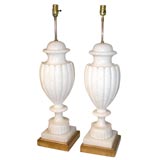 Pair of Marble Urn Lamps