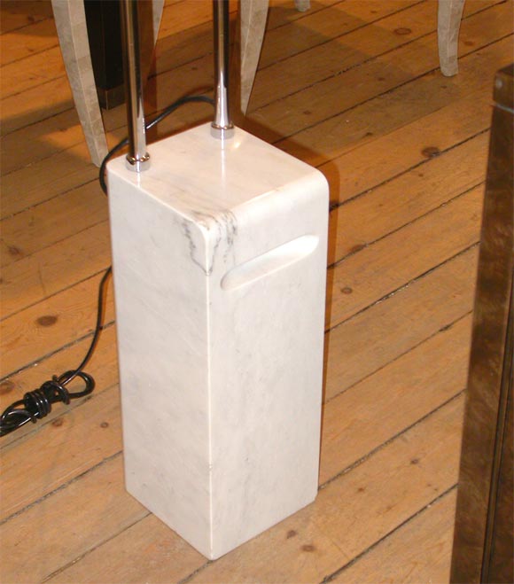Chrome and Marble Halogen Torchere