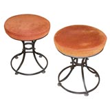 Pair of Upholstered Iron Stools