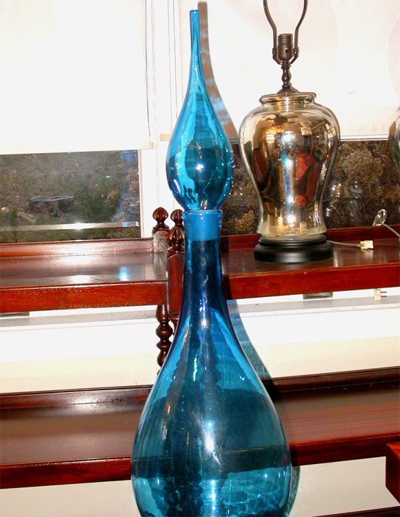 Large blue spire top apothecary jar