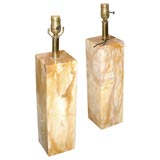 Pair Rectangular Marble Lamps