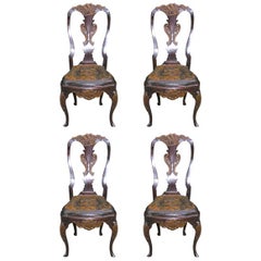 Elegant Early 18th c. Danish Rococo Chairs (4)