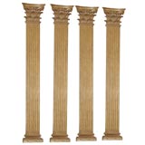Pair of Louis XVI Hand Carved Giltwood Corinthian Pilasters