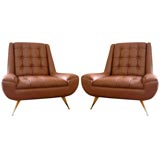 Pair of Italian Leather Armchairs