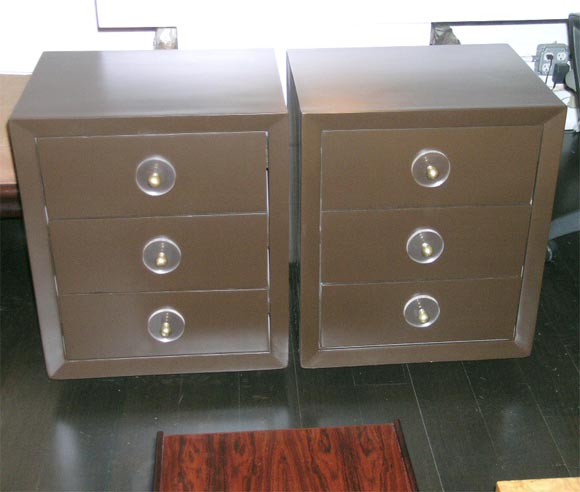 Painted brown bedside tables