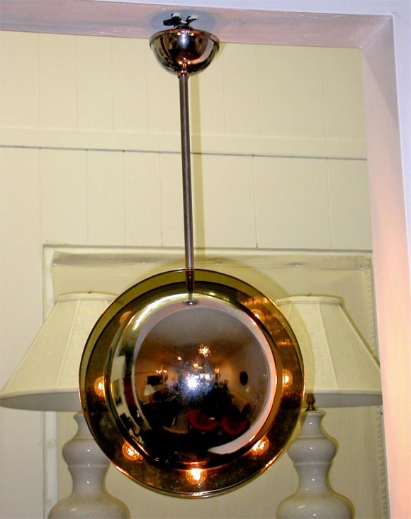 Italian Chrome & Glass Hanging Light Fixture
