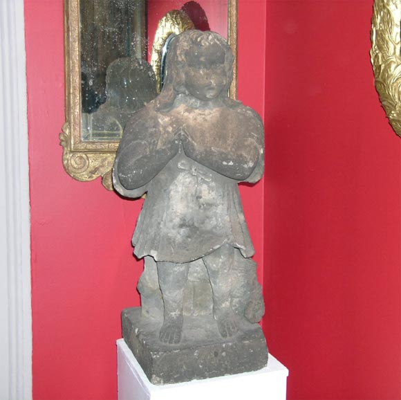 18th Century and Earlier Carved Sandstone Figure of an Angel