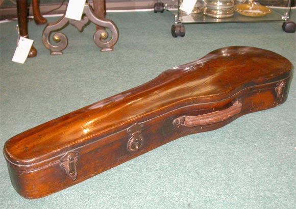 Classic Wood Violin Case with Original Lining and Leather Handle. Beautiful Grain and Patina.