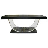 STUNNING LUCITE AND GRASSCLOTH CONSOLE
