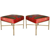 Pair of Paul McCobb Brass Ottomans