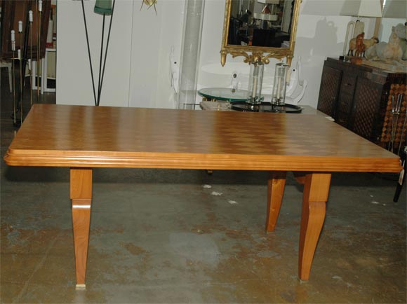 French Sycamore Dining Table in the Manner of Jules Leleu For Sale 2