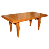 French Sycamore Dining Table in the Manner of Jules Leleu