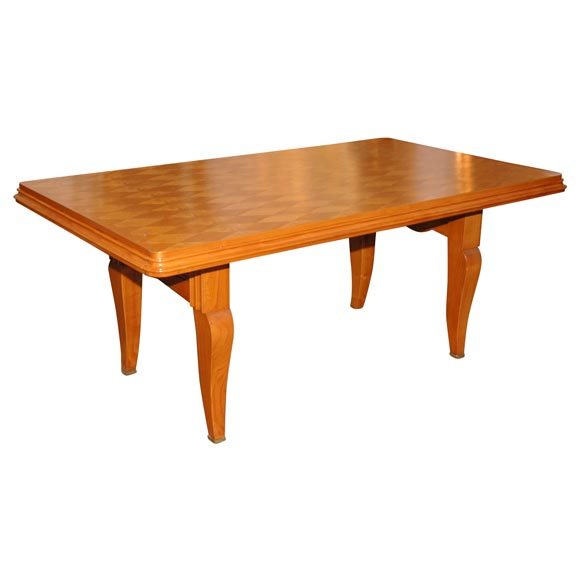 French Sycamore Dining Table in the Manner of Jules Leleu For Sale