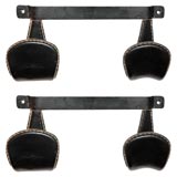 Pair of Black Leather Coat Hooks by Jacques Adnet