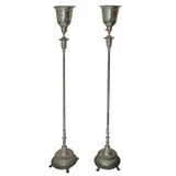 Pair of silver plated torcheres