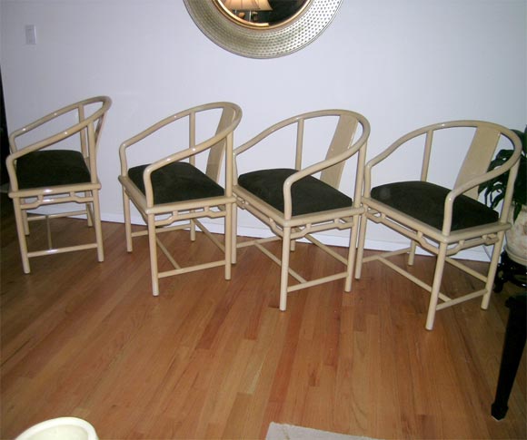 BEAUTIFUL  SET OF EIGHT ORIENTAL STYLE DINING CHAIRS