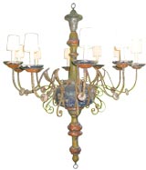 Early 19th C Wood and Iron Chandelier