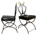 Set of Iron and Brass Swan Head Chairs