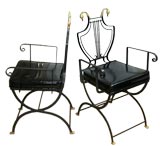 Vintage Pair of Iron Swan Head Arm Chairs
