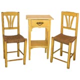 Antique Painted Table and Pair of  Matching Chairs