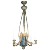 Neoclassical Bronze and Marble Chandelier