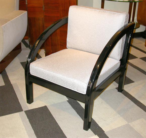 Black Lacquer Frame, Newly Upholstered.