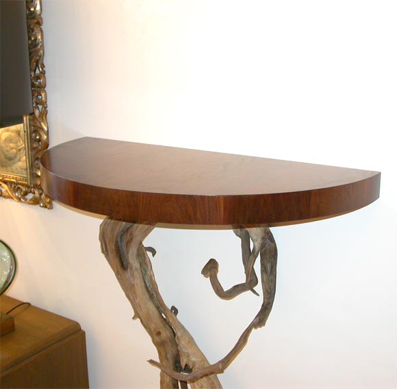 Mid-20th Century Spectacular Pair of large Driftwood console Tables