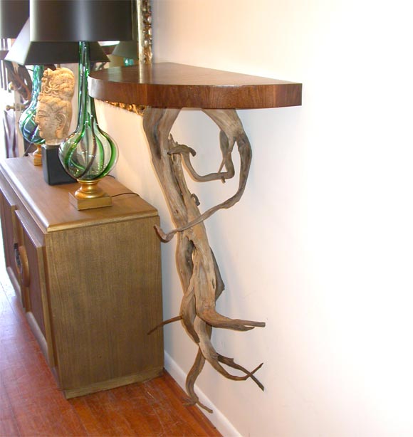 Spectacular Pair of large Driftwood console Tables 1