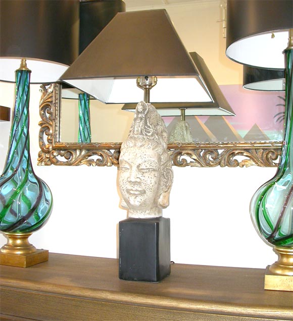 Pair of Oriental figure Head Lamps.