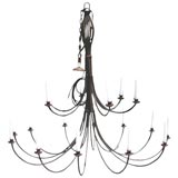 Large Wrought Iron electrified Chandelier.
