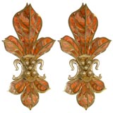 1970  Colorful Brass sconces