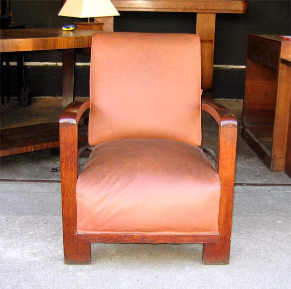 French 1930s Solid Oak Armchair For Sale