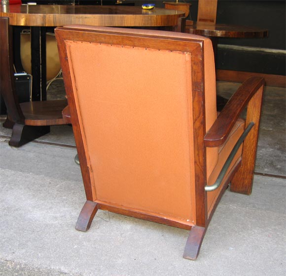 1930s Solid Oak Armchair For Sale 1