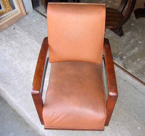 1930s Solid Oak Armchair For Sale 2