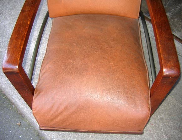 1930s Solid Oak Armchair For Sale 4