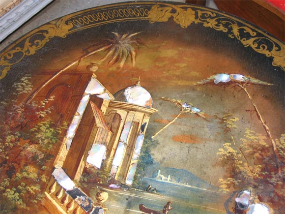 19th Century Napoleon III Guéridon with Orientaliste Style Decoration For Sale