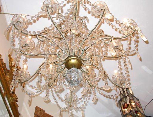 Beautiful Marie Therese twelve-candle crystal chandelier.