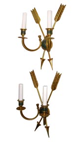 Pair of Tole Gilt-metal Sconces