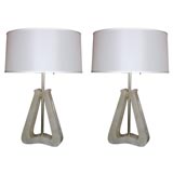 A Pair of 1950's Sculptural Alabaster Table Lamps